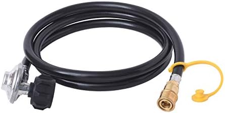 Flame King 90 Degree Low-Pressure Propane Gas Regulator Hose with Quick Connect for RVs, Grills, Heaters, Burners, 6 Feet - LPRH6
