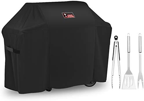 Grill Cover 7130 Premium Outdoor Cover for Weber Genesis II 3 Burner & Genesis 300 Series Grill and Genesis II LX 300 Series Gas Grill Including Stainless Steel Meat Fork, Spatula and Tongs