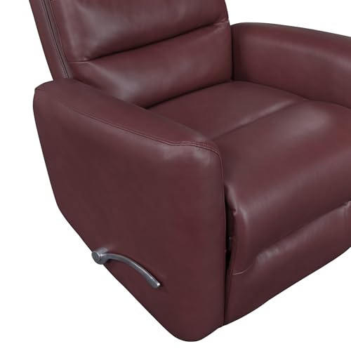 Lexicon Swivel Glider Recliner Chair, Comfy Nursery Glider, Faux Leather Recliner, Manual Reclining Chair for Living Room/Office/Apartment, Red