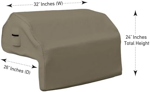 Covers & all Built-in Outdoor Grill Cover, Durable 12 Oz Waterproof Cover Max Material with Air Pocket & Elastic for Snug Fit (32" W x 26" D x 24" H Inches, Beige)