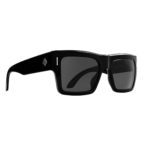 SPY Optic Bowery, Square Sunglasses, Color and Contrast Enhancing Lenses, Black - Gray Polarize Lenses