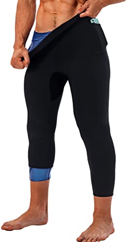 LMCOB Sauna Sweat Short Pants for Men Hot Thermo Leggings Sauna Pants Compression Hight Waist for Gym Polymer Pants Workout Fitness Exercise Body Shaper Sauna Suit- Mesh Crotch(BH7001-01-S)