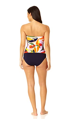 Anne Cole Women's Standard Solid Twist Front Shirred Bandeau Tankini Swim Top, Palm Party