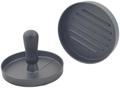 Aluminum Burger Press Patty Maker with 200 Non-Stick Papers - Commercial & Home Use, Hamburger Meat Press Tool, Dishwasher Safe (Black)