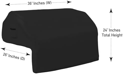 Covers & all Built-in Outdoor Grill Cover, Durable 12 Oz Waterproof Cover Max Material with Air Pocket & Elastic for Snug Fit (36" W x 26" D x 24" H Inches, Black)