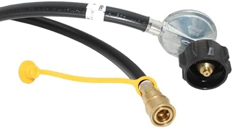 Flame King 90 Degree Low-Pressure Propane Gas Regulator Hose with Quick Connect for RVs, Grills, Heaters, Burners, 6 Feet - LPRH6