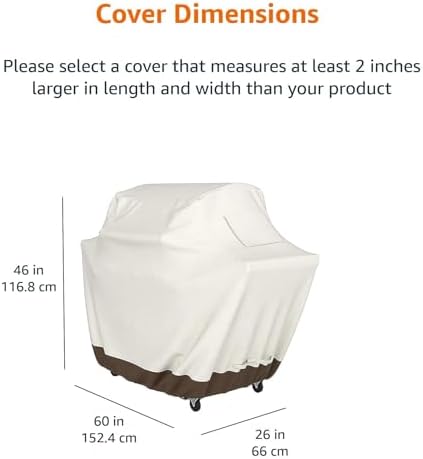 Amazon Basics Gas Grill Barbecue Cover for Outdoor, Waterproof, Anti-UV, Durable Heavy Duty, 60 inch, Medium, Beige
