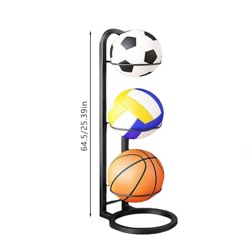 Apujent Ball Storage Rack, Football Stand, Ball Storage Garage, Ball Holder, Sports Equipment Storage for Garage, Basketball Organizer Rack, Columnar Vertical Ball Racks for Indoor Rooms and Gyms