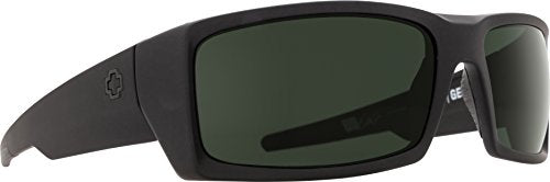 Spy Optic Men's General Rectangular Sunglasses, Soft Matte Black/Happy Gray/Green Polar, 60 mm