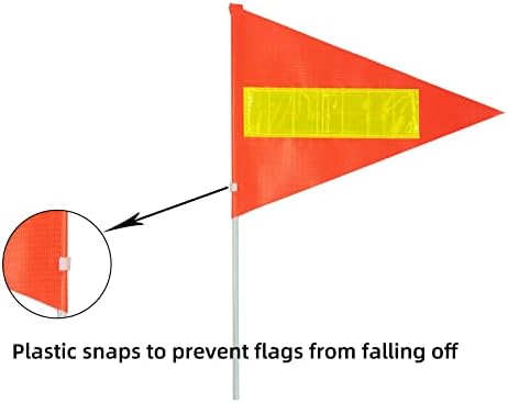 Bike Safety Flag with Pole 2 Sets, 6-Foot Adjustable Height Sturdy Fiberglass Tear-Resistant Waterproof Orange Safety Flag (Red Yellow and White)