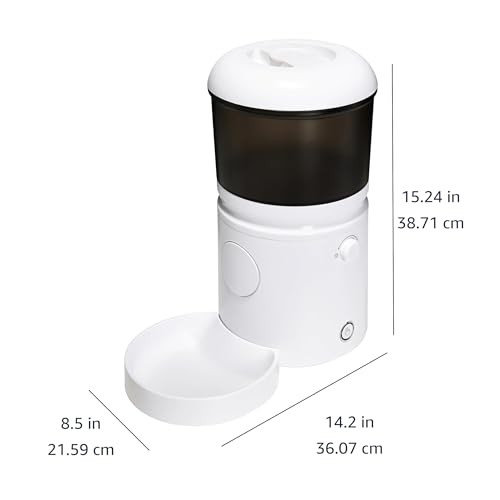 Amazon Basics Automatic Feeder for Cats and Dogs with Speed & Portion Control, 4L Capacity, White