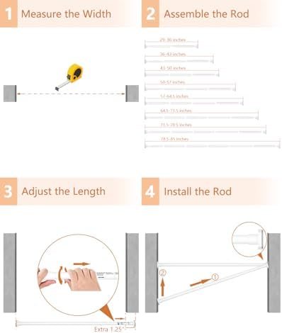 ALLZONE Tension Shower Curtain Rods No Drilling, 29 to 85 Inch, Spring Tension Curtain Rods for Windows, Adjustable Shower Rod for Bathroom, Heavy Duty Tension Rods Fits Various Wall Types, White