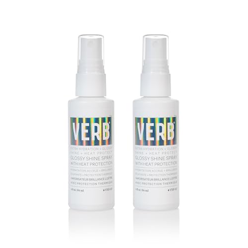 VERB Glossy Shine Spray with Heat Protection - Vegan Paraben Free Moisturizing Hair Spray without Harmful Sulfates for All Hair Types - Adds High Shine and Primes for Styling, 2oz / 60 mL (Pack of 2)