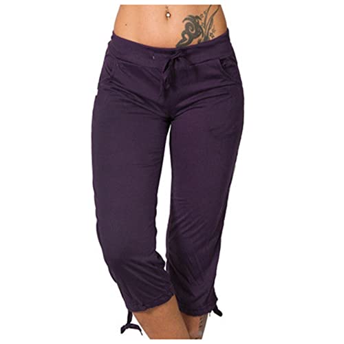 APIVOE Capri Sweatpants for Women Casual Lightweight Capri Joggers Plus Size Drawstring Capri Pants Summer Workout Capris