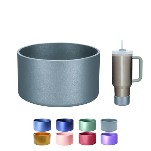 Metallic Matte Luster Silicone Boot Sleeve for Owala 24oz & Stanley/Simple Modern 20-40oz & Water Bottle 12-24oz and More Bottles with 2.8-3in Base Glitter Anti-Slip Bottom Cover (Matte Silver)