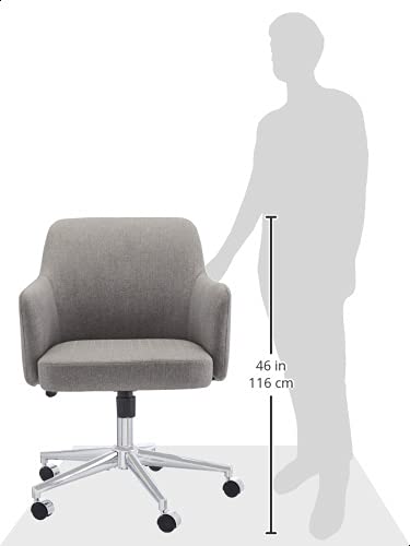 Amazon Basics Modern Home Office Desk Chair with Smooth-Rolling Wheels, Adjustable Height, 360 Degree Swivel, Light Gray