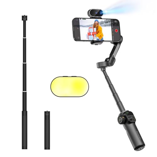 AOCHUAN 3-Axis Gimbal Stabilizer for Smartphone Smart X2 Black AI & E10 Extension Rod & P02 Magnetic Fill Light