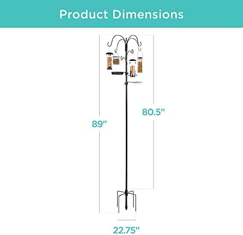 Best Choice Products 6-Hook Bird Feeding Station, Steel Multi-Feeder Kit Stand for Attracting Wild Birds w/ 4 Bird Feeders, Mesh Tray, Bird Bath, 5-Prong Base - Bronze