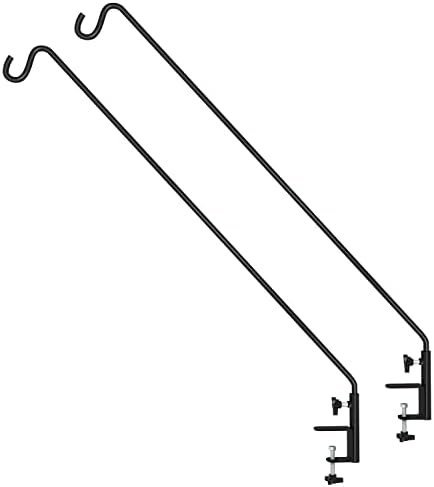 ERYTLLY Extended Reach Deck Hook Wall Pole Wall Mounted Deck Hook Extensible and Adjustable 28 inch to 43 inch Wall Bracket for Hanging Bird Feeder,Plants,Wind Chimes,Lanterns 2 Packs