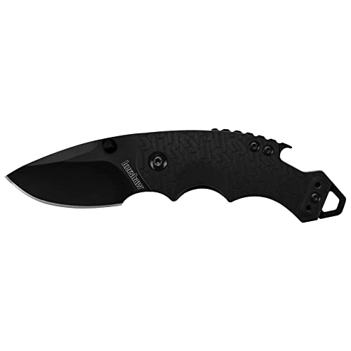 Kershaw Shuffle (8700BLK), Multifunction Pocket Knife with 2.4 Stainless Steel Blade and Black-Oxide Coating and Black K-Texture Grip Handle, Features Flathead Screwdriver and Bottle Opener, 2.8 oz.