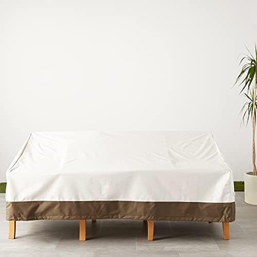 Amazon Basics 3 Seater Outdoor Couch and Patio Furniture Covers, Waterproof, Anti-UV, Durable, Beige/Tan