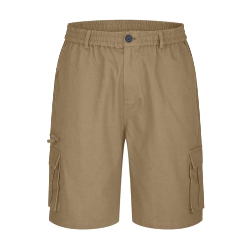 APIVOE Cargo Shorts for Men Summer Elastic Waist Shorts Lightweight Work Long Shorts Big and Tall Cargo Shorts with Pockets