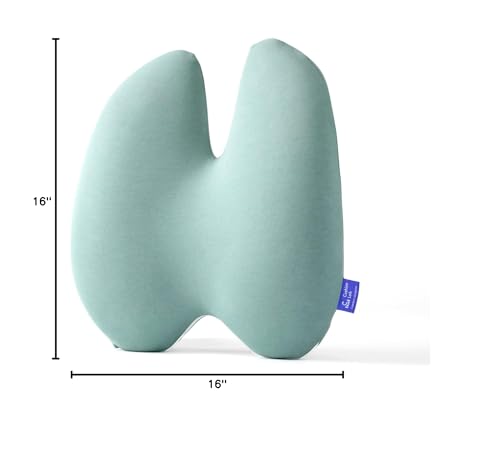 C CUSHION LAB Extra Dense Lumbar Pillow - Patented Ergonomic Multi-Region Firm Back Support for Lower Back Pain Relief - Lumbar Support Cushion with Strap for Office Chair, Car, Sofa - Wellness Green