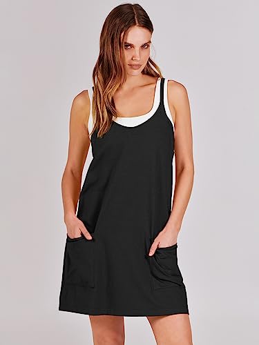 ANRABESS Women Summer Mini Romper Dress Workout Tennis Active Sports Athleisure Outfits built in Shorts Trendy Vacation Light Purple Small