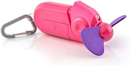 O2COOL Personal Mini Misting Fan - Portable Battery Operated Handheld Cooling Accessory with Fine Mist Spray for Outdoor, Beach, Camping - Convenient Carabiner Clip for Easy Travel - Raspberry 2 Pack