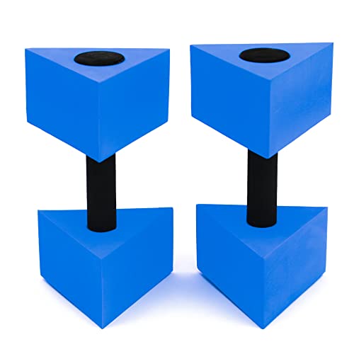 Trademark Innovations 12" Triangular Aquatic Exercise Dumbells - Set of 2 - for Water Aerobics, Blue