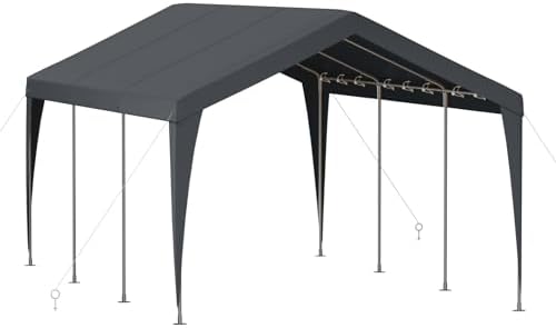 Carport 10x20 Heavy Duty Portable Garage,Galvanized Frame Carport Canopy,Portable Garages and Shelters with 8 Leg&4 Wind Rope,Car Tent Garage with All-Season Tarp for Boat Truck Bike,Without Sidewall