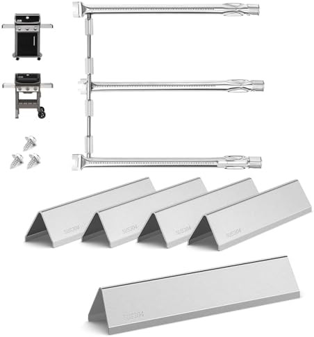 SUS304 Spirit e310 Grill Parts, 69787 Grill Burner and 7636 Flavorizer Bars for Weber Spirit 300 and Spirit II 300 Series, Spirit E310 E320 E330 S310 Grill Parts for 15.3" Flavor Bars,18" Burner Tube