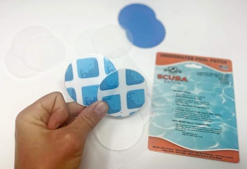 All-in-One Repair Kit for Above-Ground Pools | Fast, Underwater-Capable Peel-and-Stick OR Adhesive Glue-Down Vinyl Patches & for Easy Set and Frame Pools 6 Inch Peel and Stick
