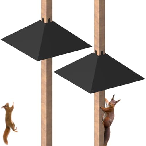 Metal Squirrel Baffle for 4x4 Post, Outside Wooden Pole Mount Squirrel Guards for Bird Feeders, 17 Inch Squirrels Deterrents Stopper to Deter Racoons, Black, 2pcs
