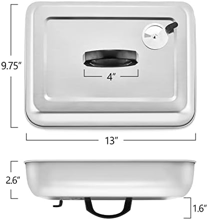 13 x 9.75Inch Cheese Melting Domes, HaSteeL Rectangular Basting Steam Cover with Adjustable Vent, Heavy Duty Stainless Steel Grill Lid for Flat Top Griddle Outdoor & Indoor, Dishwasher Safe(2-Pack)