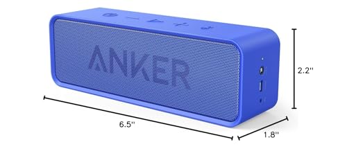 Anker Soundcore Portable Bluetooth Speaker - Ideal for Travel, 24-Hour Playtime, 66-Feet Range, Dual-Driver, Portable Wireless Speaker，Superior Sound, Low Distortion, Built-in Mic -Blue