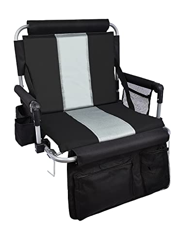 AOOXIMI Stadium Seats for Bleachers with Back Support, Bleacher Seats with Backs and Cushion Wide, Stadium Chairs with Cup Holders, Mesh Bags and Hide Hooks, Basketball Football Bench Seats