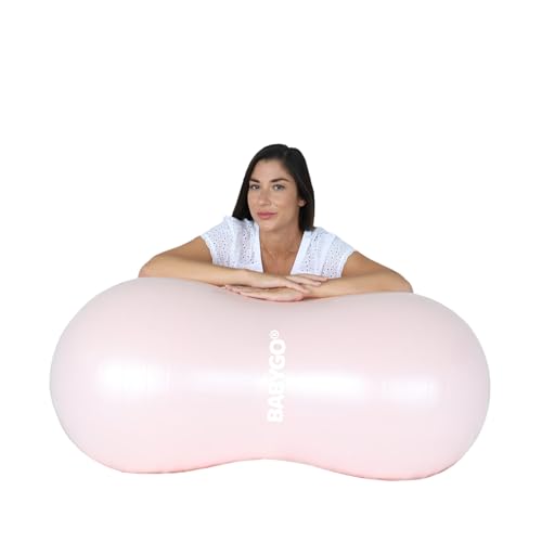 BABYGO® Peanut Ball for Labor Birth Pregnancy Exercise | Birthing Ball Maternity Labor Exercise Book & Foot Pump Included | Anti Burst Nude