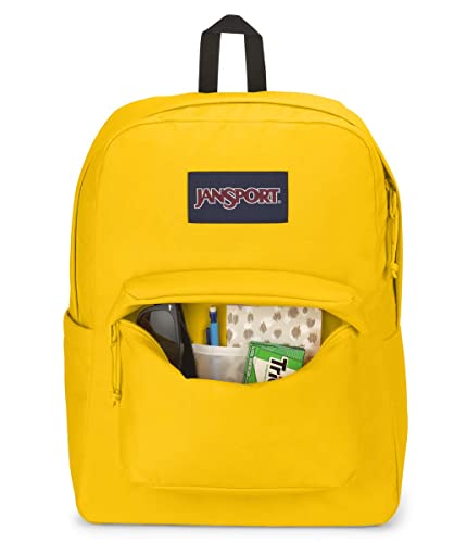 JanSport SuperBreak Backpack - Class, Travel, or Work Bag with Water Bottle Pocket - Lemon