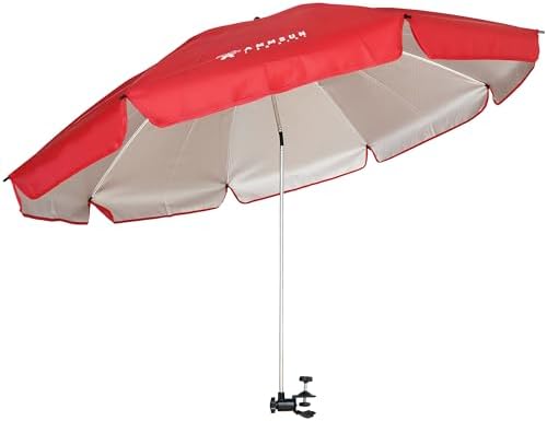 AMMSUN XL Chair Umbrella with Universal Clamp Adjustable 52 inches and 360-degree Swivel UPF 50+, Portable Clamp on Camping or Beach Chair, Stroller, Wheelchair, Golf cart, Red, Large-sized