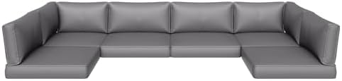 Aoxun Outdoor Replacement Cushions for Patio Furniture, Deep Seat Outdoor Cushions for 6-Seat Wicker Sectional, 14-Piece Water-Repellent Cushion for L-Shape Couch