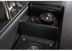 KOHLER 8204-CM2 Cairn 33-1/2" Undermount Double-Bowl Kitchen Sink, Neoroc Composite Kitchen Sink, Double-Bowl Sink with Bottom Sink Rack, Matte Brown