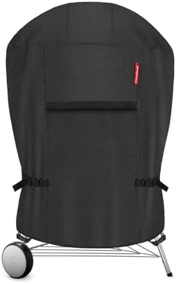 Porch Shield Outdoor Charcoal Kettle Grill Cover 22 inch Waterproof 600D Round Smoker Cover Fits Most Kettle Grill 27" Dia x 35" H, Black