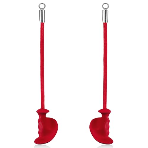 HXD-ERGO Ergonomic Tricep Rope of 2, Tricep Pull Down Attachment with Ergonomic Grip for Cable Machine - Single Arm Tricep Pull Down Cable Attachment for Gym（Red 2 pcs）