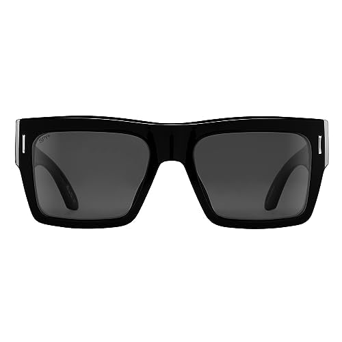 SPY Optic Bowery, Square Sunglasses, Color and Contrast Enhancing Lenses, Black - Gray Polarize Lenses