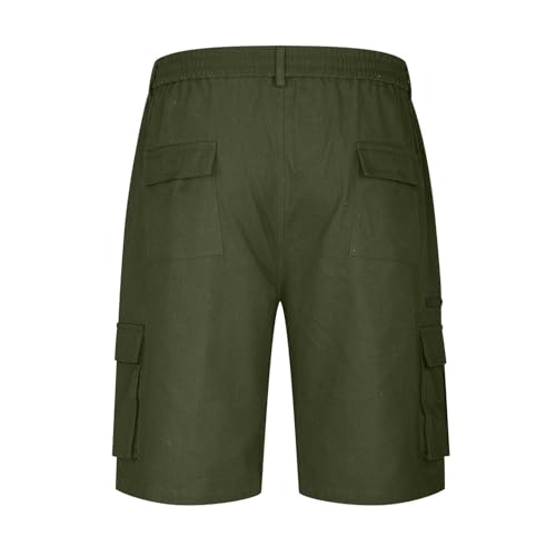APIVOE Cargo Shorts for Men Summer Elastic Waist Shorts Lightweight Work Long Shorts Big and Tall Cargo Shorts with Pockets