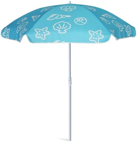 AMMSUN 47 Inch Seaside Beach Umbrella for Sand Box Water Table Kids Durable Umbrellas for children Picnic Beach Camping Garden Outdoor Play Shade Blue Shell