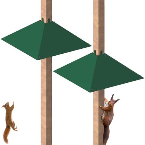 Metal Squirrel Baffle for 4x4 Post, Outside Wooden Pole Mount Squirrel Guards for Bird Feeders, 17 Inch Squirrels Deterrents Stopper to Deter Racoons, Green, 2pcs