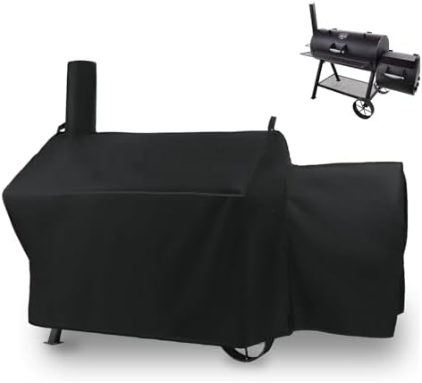 Grill Cover for Oklahoma Joe's Longhorn Offset Smoker, 70 inch Heavy Duty Waterproof UV Resistant Offset Smoker Cover for Oklahoma Joe's 13201747-50, Outdoor BBQ Cover
