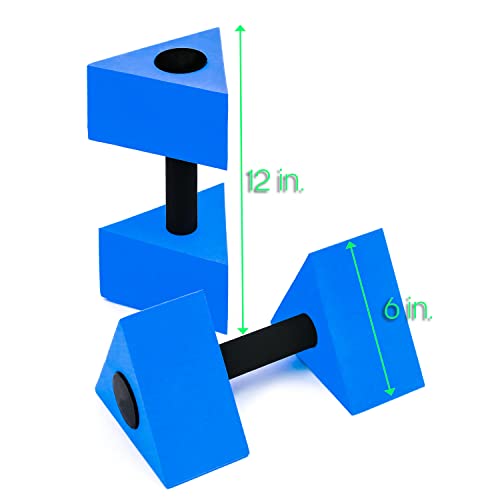 Trademark Innovations 12" Triangular Aquatic Exercise Dumbells - Set of 2 - for Water Aerobics, Blue